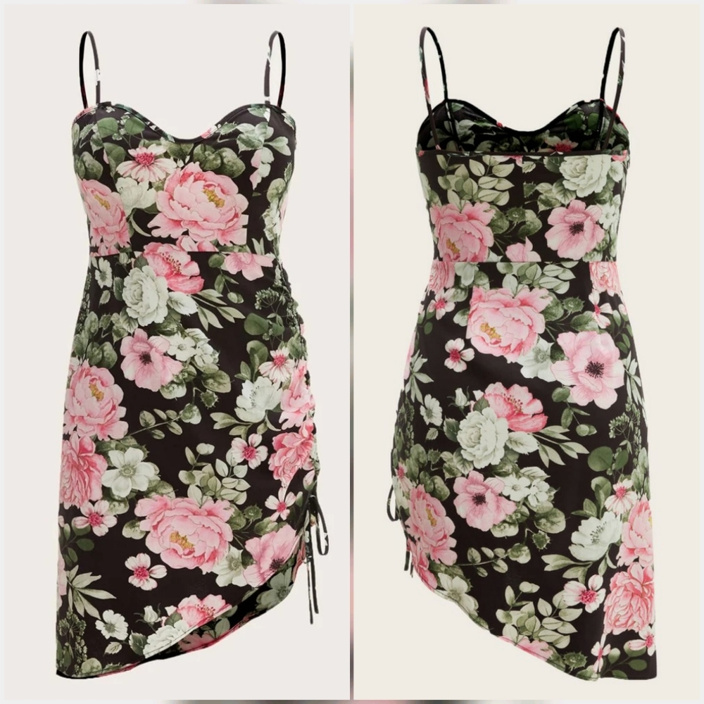 Plus Size - Floral Print - Asymmetrical Hem Cami Dress - Size 4x (20)